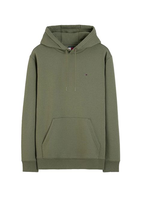 Felpa Tommy Hilfiger Reg Flag con Cappuccio Verde Montagna Uomo TOMMY HILFIGER | Felpe | DM0DM20742-M04